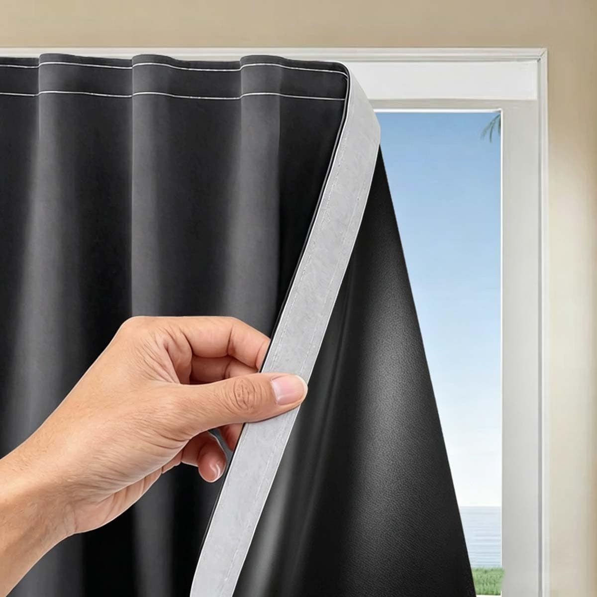100% Blackout Blind, Self Adhesive Curtains Portable Blackout Blind for Windows Living Room Bedroom Nursery Loft RV Car, Hook & Loop Strip, No Drilling (100W x 160H cm,Dark Gray)