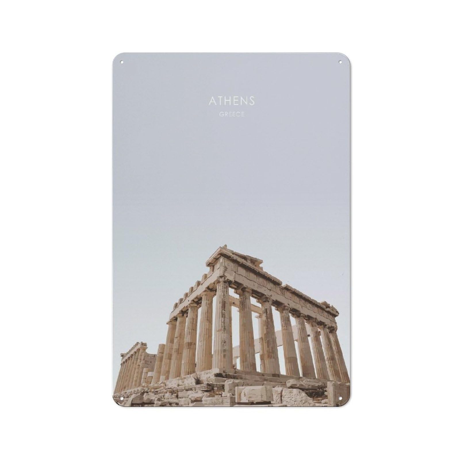 Junmoney Style-24 Vintage Tin Sign 30X20cm With Athens Acropolis Artwork For Guest Room Or Hallway, For Retro Home Interiors, For Garage And Workshop Walls
