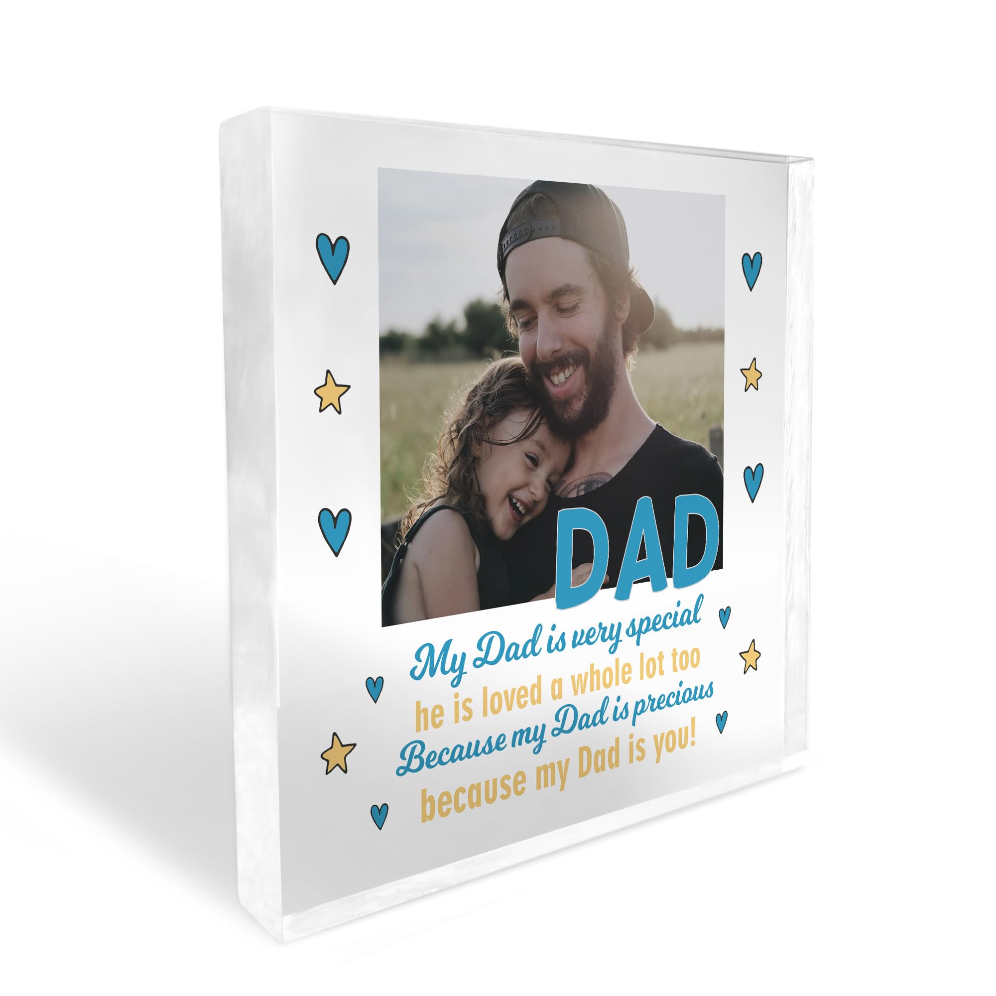 RED OCEAN Personalised Dad Gifts For Christmas Birthday Photo Block Daddy Dad Gift From Daughter Son Keepsake