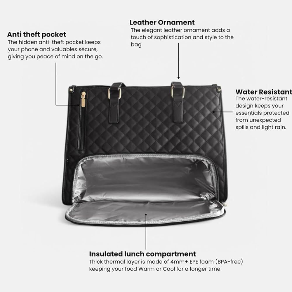 JAMBUVANTI Large Capacity 2-in-1 Insulated Lunch Tote Bag with Cooler Compartment – Large Capacity, Waterproof, Reusable Lunch Bag for Work, School, Picnic 1