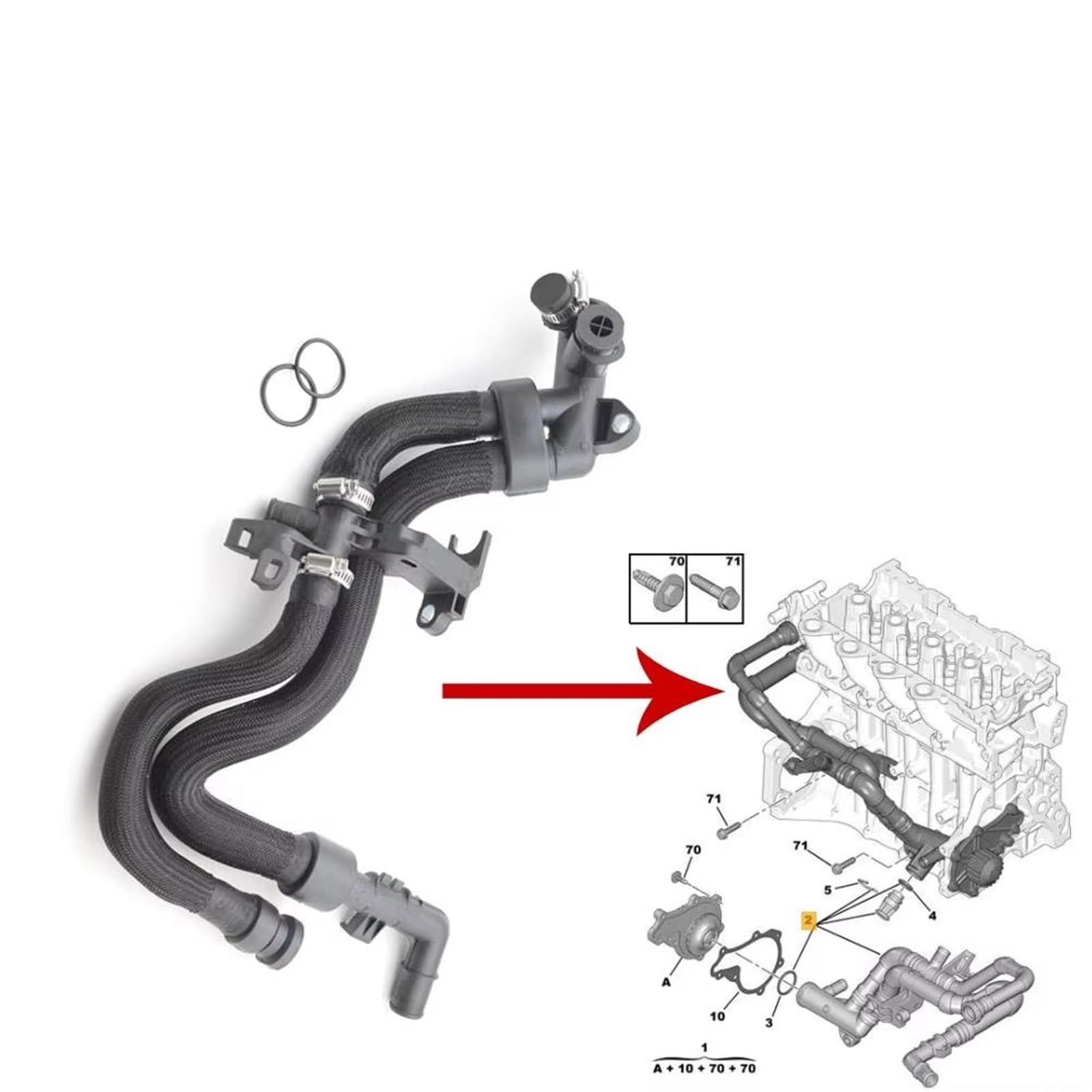 Compatibile Con Citroen Per Nemo Per Berlingo C4 Per Grand Per Picasso Per Xsara 1336X3 1254380 Tubo Aspirazione Collettore Dell'acqua Radiatore 1336.X3 Radiatore Liquido Tubo