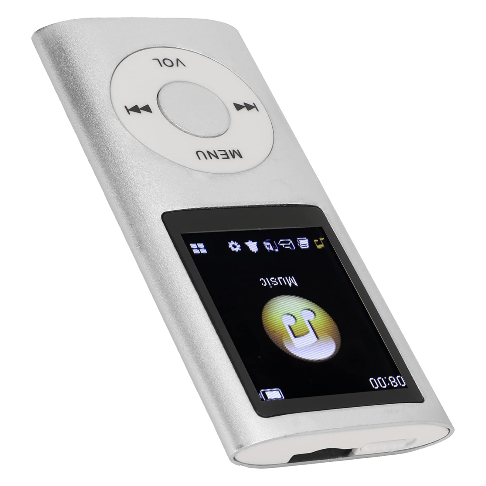 MP3-Player, Tragbarer MP3-Musik-Player mit Schlankem 1,8-Zoll-LCD-Bildschirm, Lithium-Akku, 200 MAh, Multifunktionaler, Verlustfreier Sound, Stilvoller Player (Silver)