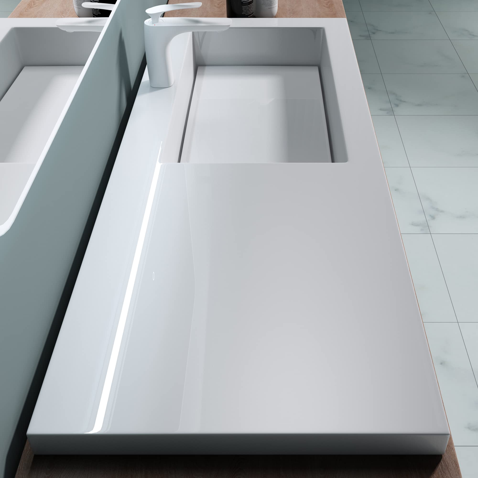 Lavabo Da Appoggio Colossium820 In Minerale Fuso - Bianco, Design Moderno, Resistente E Facile Da Pulire, Per Bagno