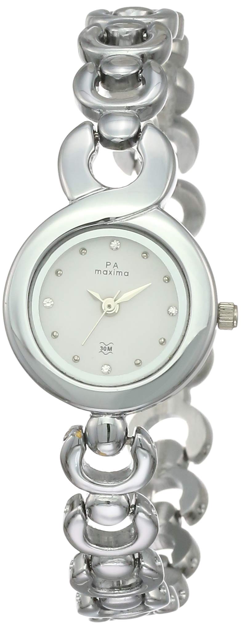 Maxima Brass Attivo Collection Analog Watch for Women 36322Bmlic, White Dial, Silver Band (B012ZK7KSC) Amazon Price History, Amazon Price Tracker
