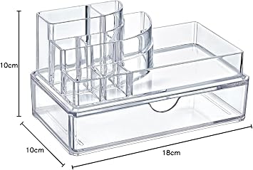 Deconox 9 Compartment Drawer Podium Cosmetic Product Organizer, Podium Shaped Acrylic Makeup Organizer...