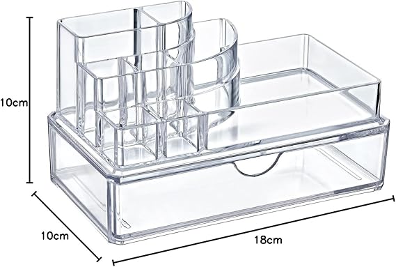 Deconox 9 Compartment Drawer Podium Cosmetic Product Organizer, Podium Shaped Acrylic Makeup Organizer...