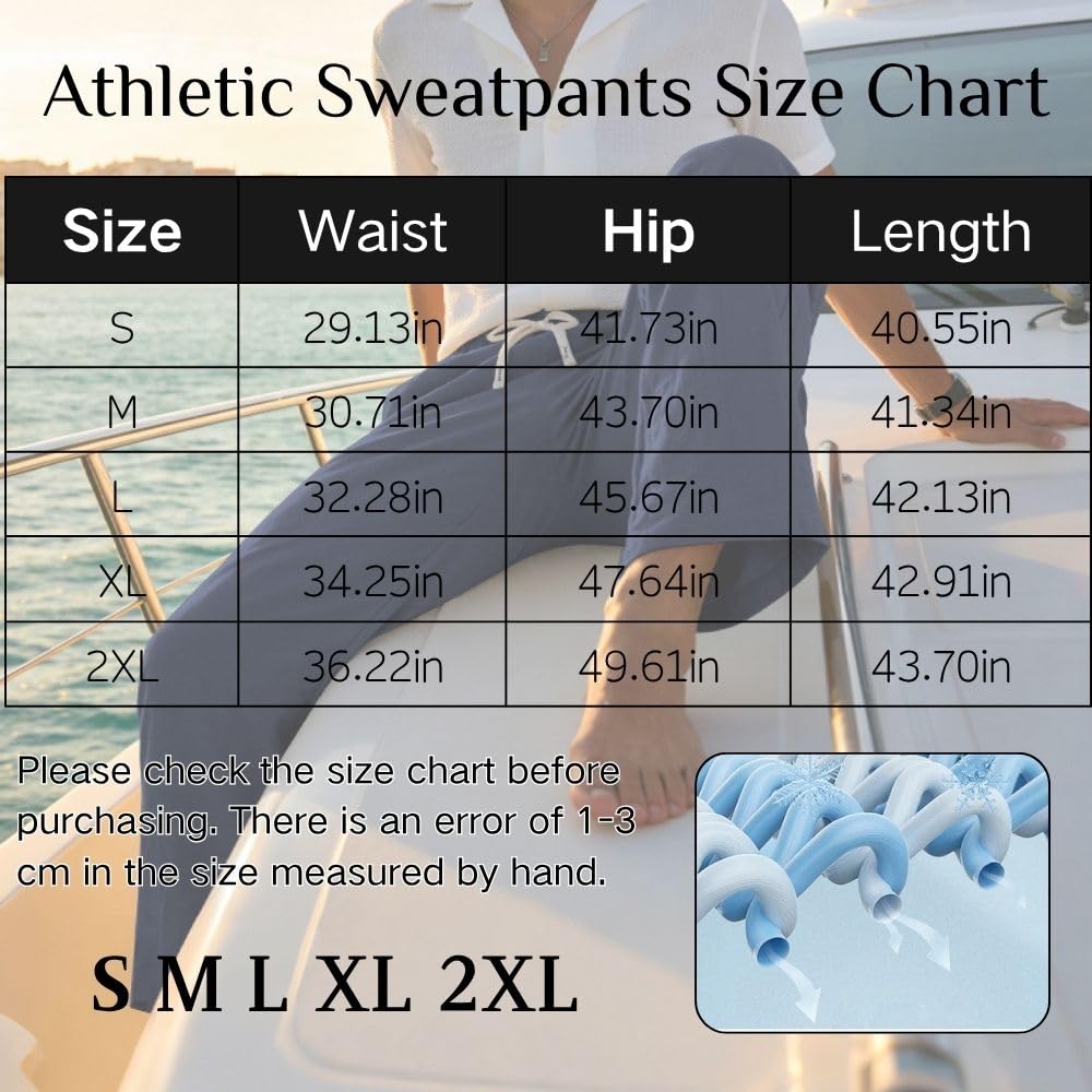 Pantaloni estivi da uomo in lino, con coulisse, leggeri, vestibilità larga, da spiaggia, casual, in cotone