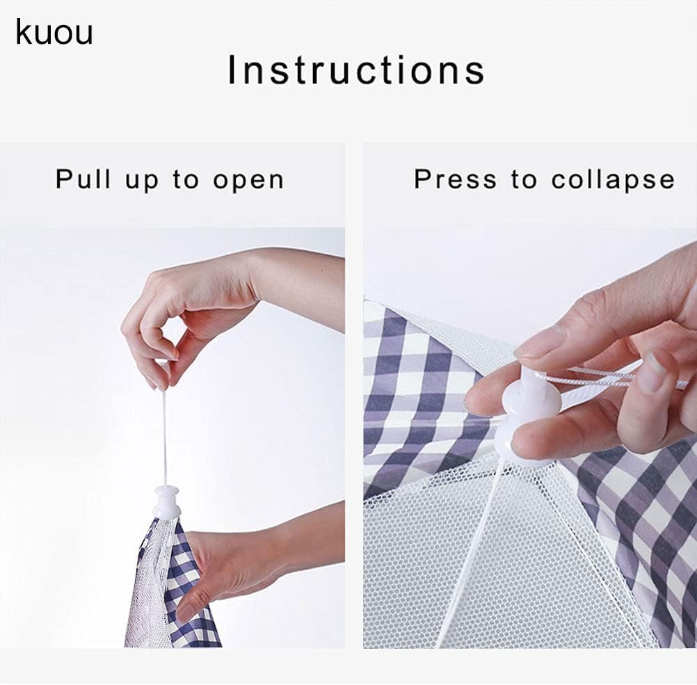 4 Pack Food Covers, 13 Inch Plaid Mesh Pop Up Food Cover Reusable and Collapsible Food Net Cover for Outdoors Parties - Image 2