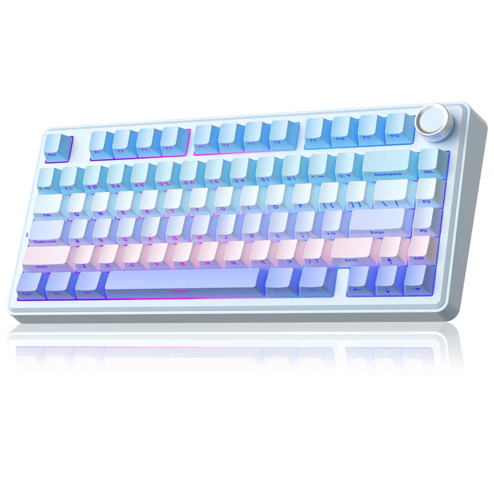 SOLAKAKA A75 75 Wireless Mechanical Keyboard Hot Swappable Gaming Keyboard with Multifunction Knob RGB Gasket Mounted Creamy Keyboard