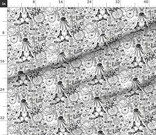 Spoonflower Fabric - Occult Gothic Black White Sun Moon Alchemy Astrology Vintage Printed on Petal Signature Cotton Fabric by The Yard - Sewing Quilting Apparel Crafts Decor