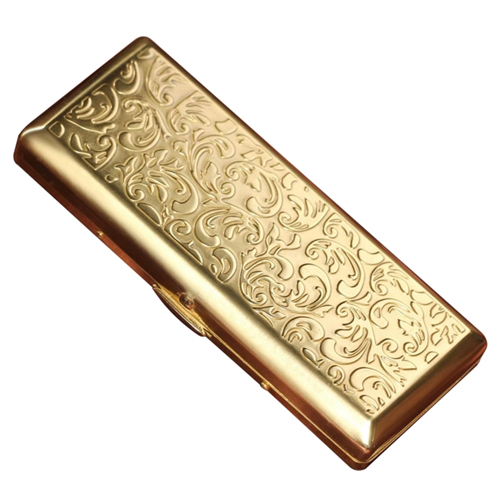 ARKCHIU Metal Cigarette Case Slim Carrying Box 14 Capacity 100mm Cigarette Holder Case Gold,One Size
