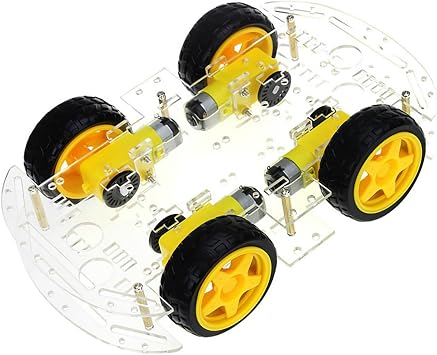 For Experiments, Smart Robot Car Chassis Kit Includes Speed Code Plate and Multiple Expansion Ports - With Double Four Wheel Drive Acrylic Large Chassis and 4 Deceleration DC