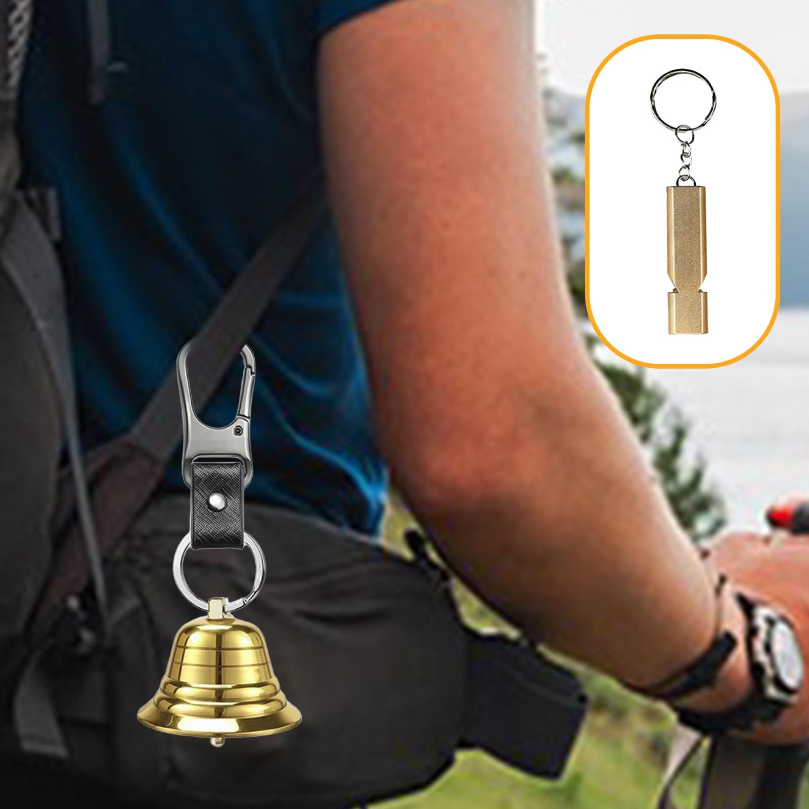 Juego de Campanillas para Animales, Equipo de Senderismo, Accesorios para Actividades Al Aire Libre, Silbato de Emergencia Fácil de Usar, Esencial Par