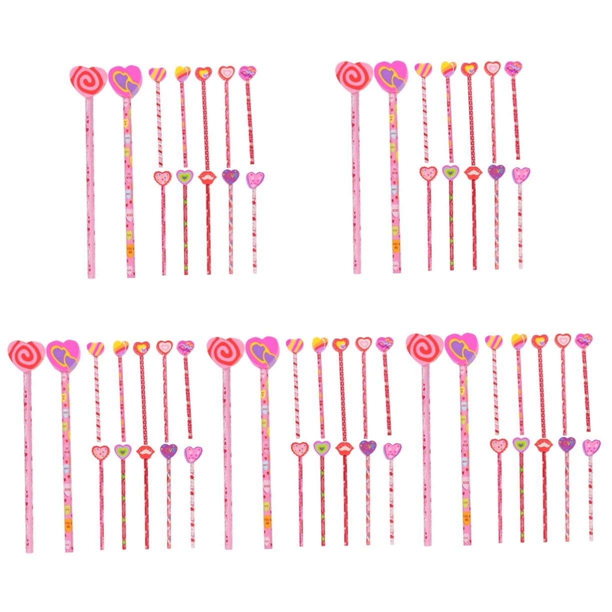 NUOBESTY 5 Ensembles Crayon Saint Valentin Crayons Pour Pochettes De Fête Remplisseur À Thème Fin Service Stylo Empiler Terme Cœur Gommes Gommes Mignonnes Le Accessoires Bois 18 Pièces X 5