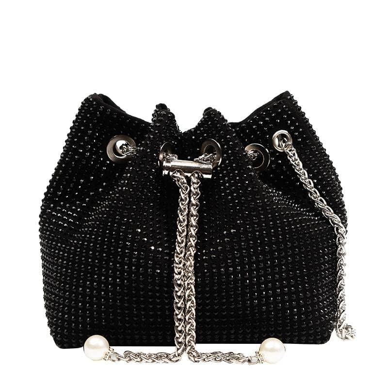 TIJARA Rhinestone Bucket Bag Mini Evening Handbags Crystal Clutch For Women Drawstring Crossbody Sling Bags with Chain Stylish Potli Bags Ladies Glitter Purse Wallet for Party Wedding Bling Bags (B0CVQY2JXG) Amazon Price History, Amazon Price Tracker