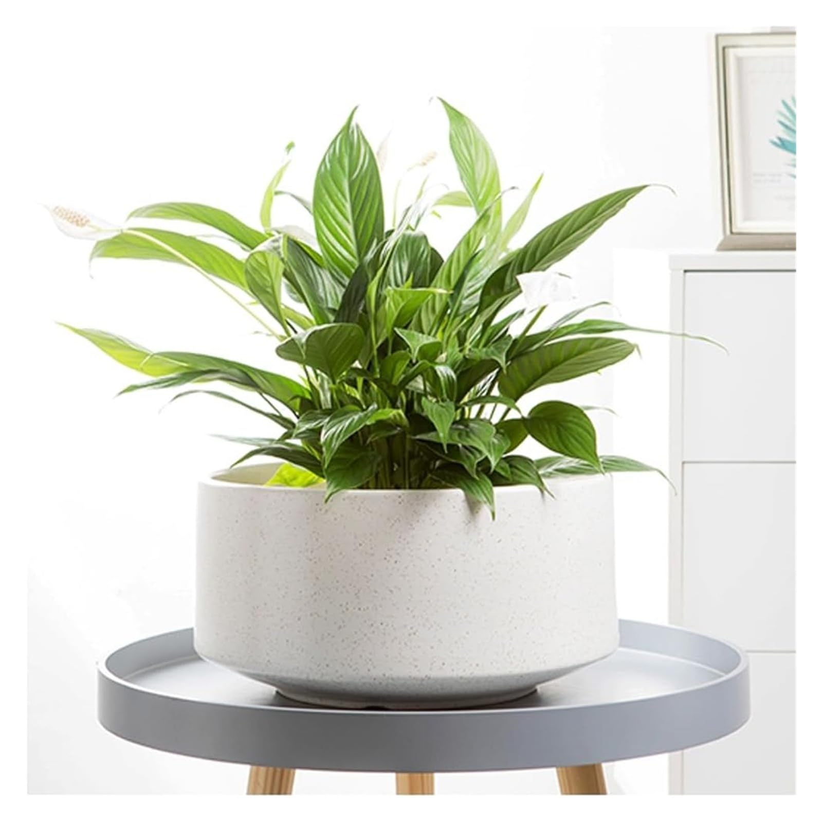 Doniczka gliniana do roślin ceramiczna doniczka nowoczesny sukulent dekoracyjny kwiat z otworem drenażowym 30 cm okrągły do wewnątrz na zewnątrz rośliny ziołowe (biały, 14 cm)