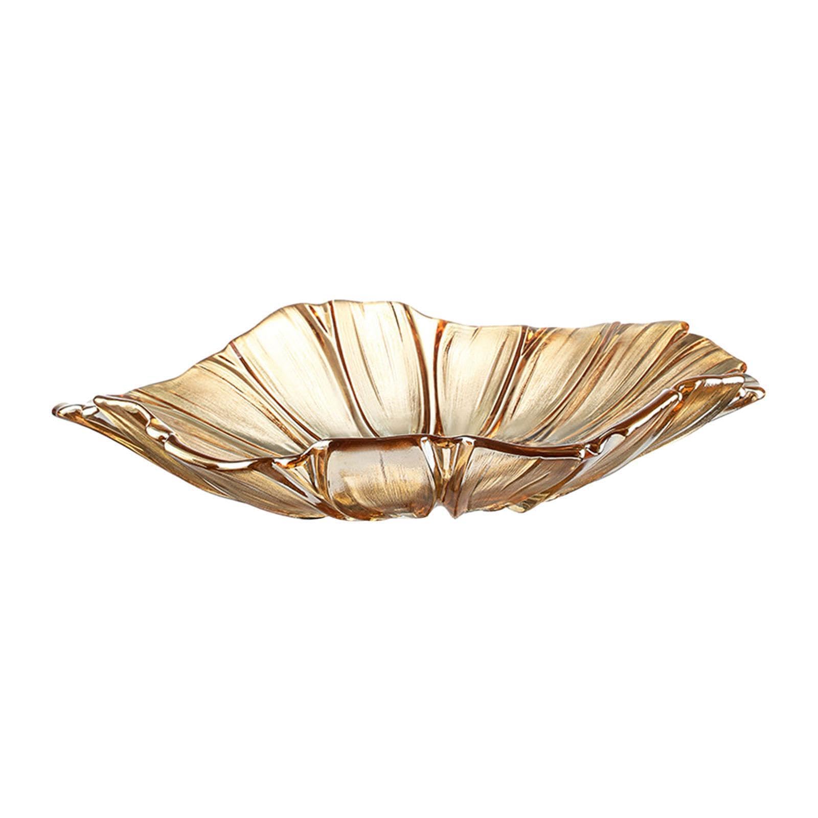 Twisaxc Brown Shallow Unique Flower Shaped Glass Bowl Serving Fruits Desserts Snacks Enhancing Kitchen Counter Decor Popcorn Countertop Glass Serving Bowl For Bread Snacks Fruit Plate Candy