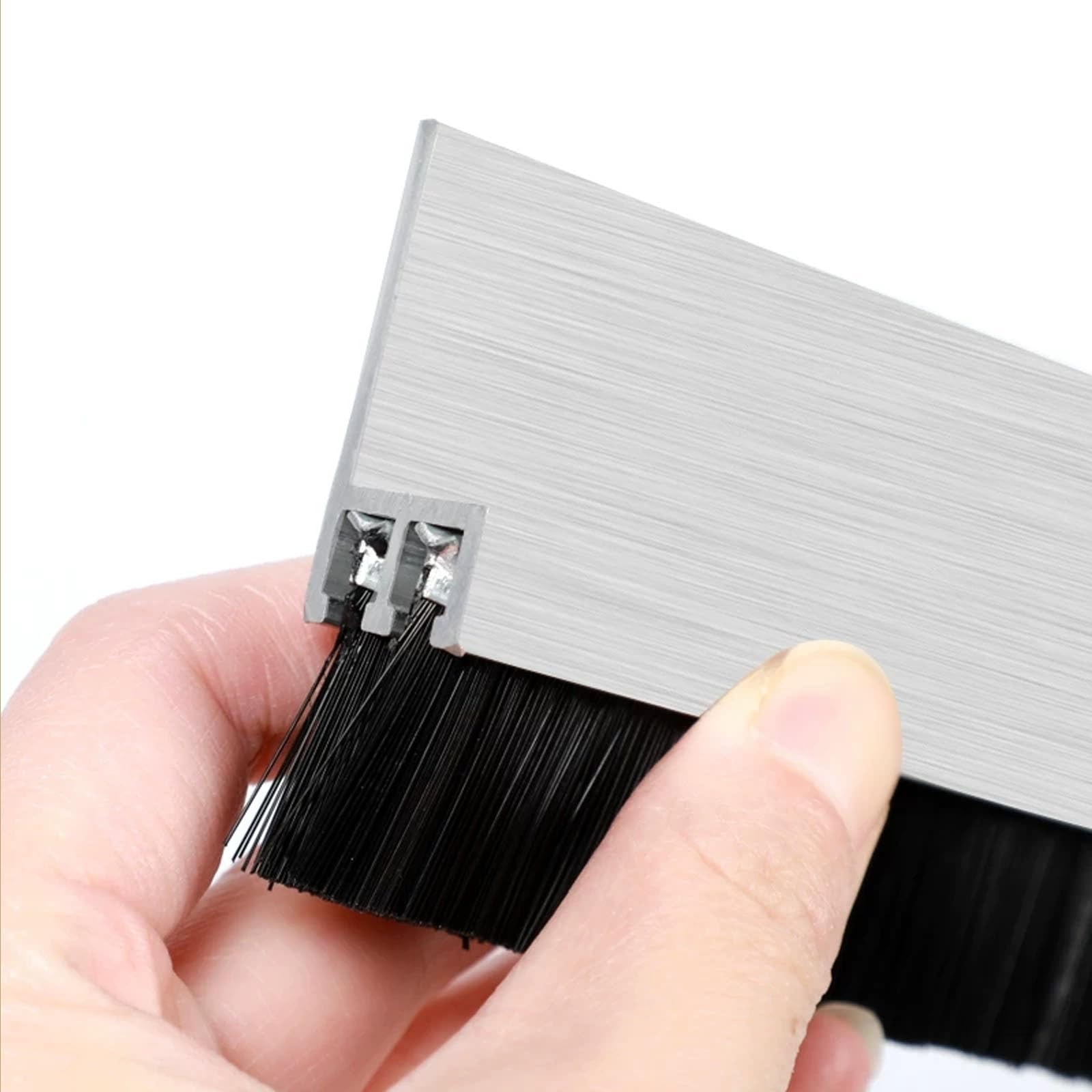 Guarnizione per porta a doppia H in alluminio e spazzola, 2 pezzi, adatta a tutte le stagioni, con setole in nylon ad alta densità, per uso commerciale(Bristles 0.59in/1.5cm)