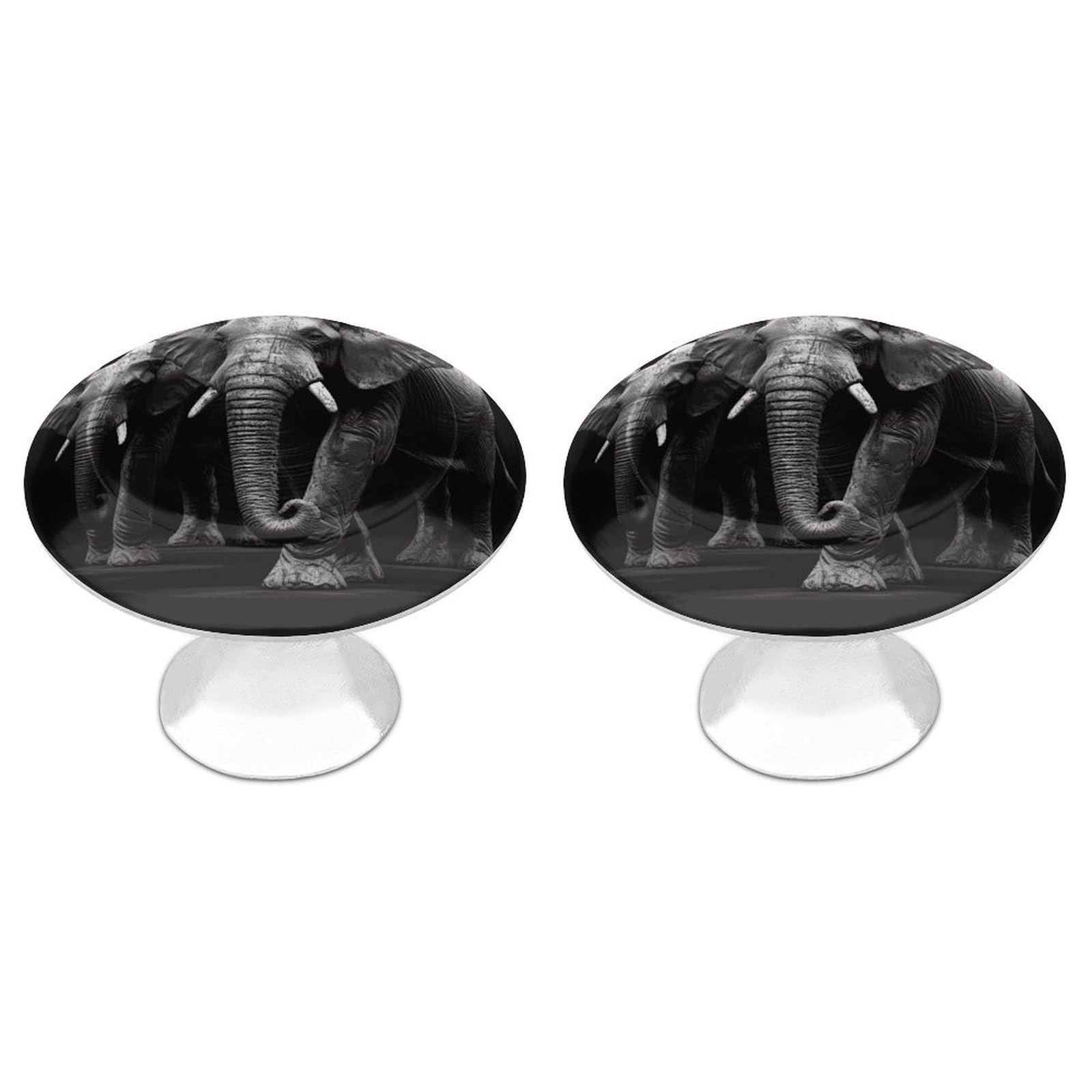 Btcowzrv Style 3D Gray Elephant 2 Pack Cabinet Knobs Drawer Pulls