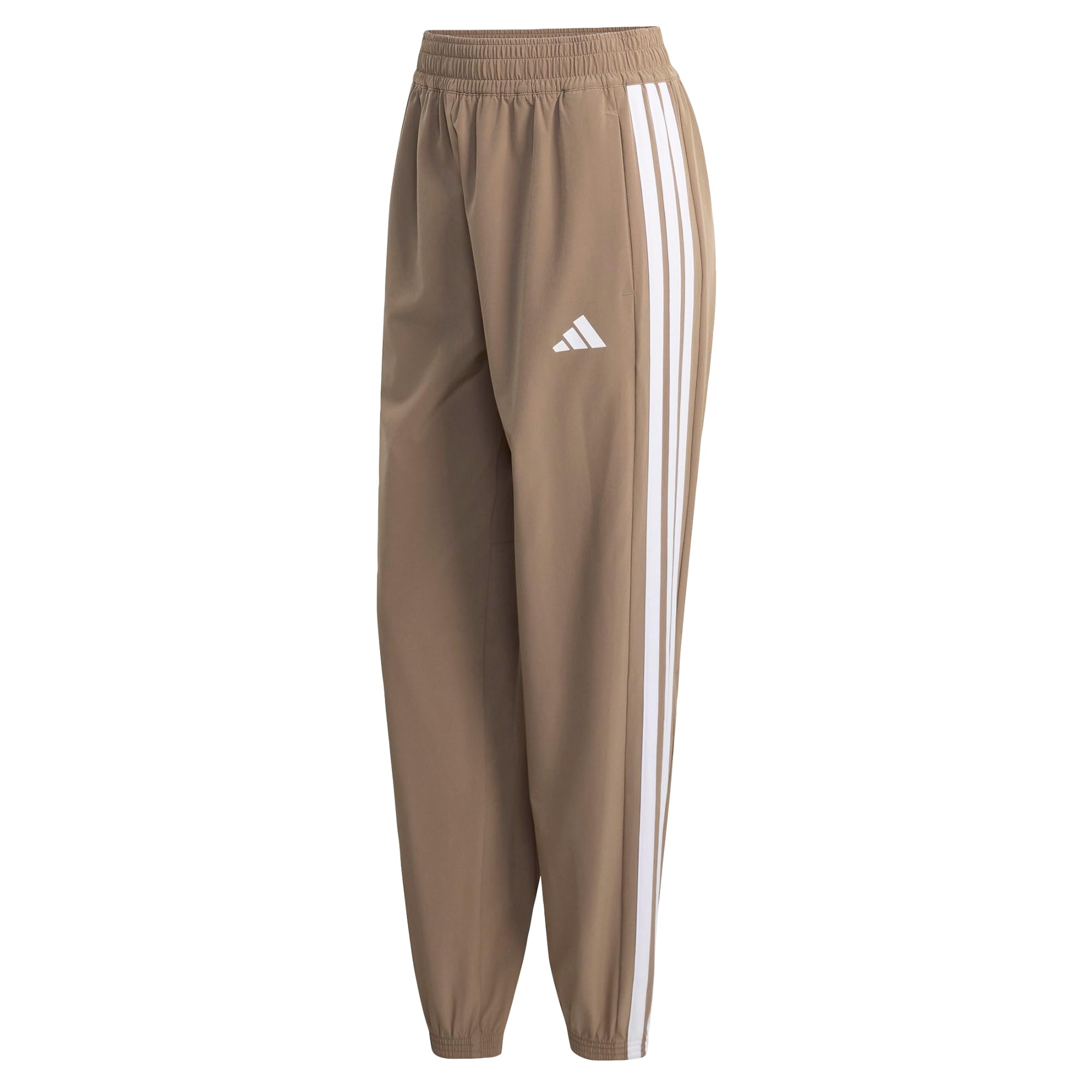 adidas Women's Train Essentials 3-Stripes Woven Pants, Khaki Six, XS