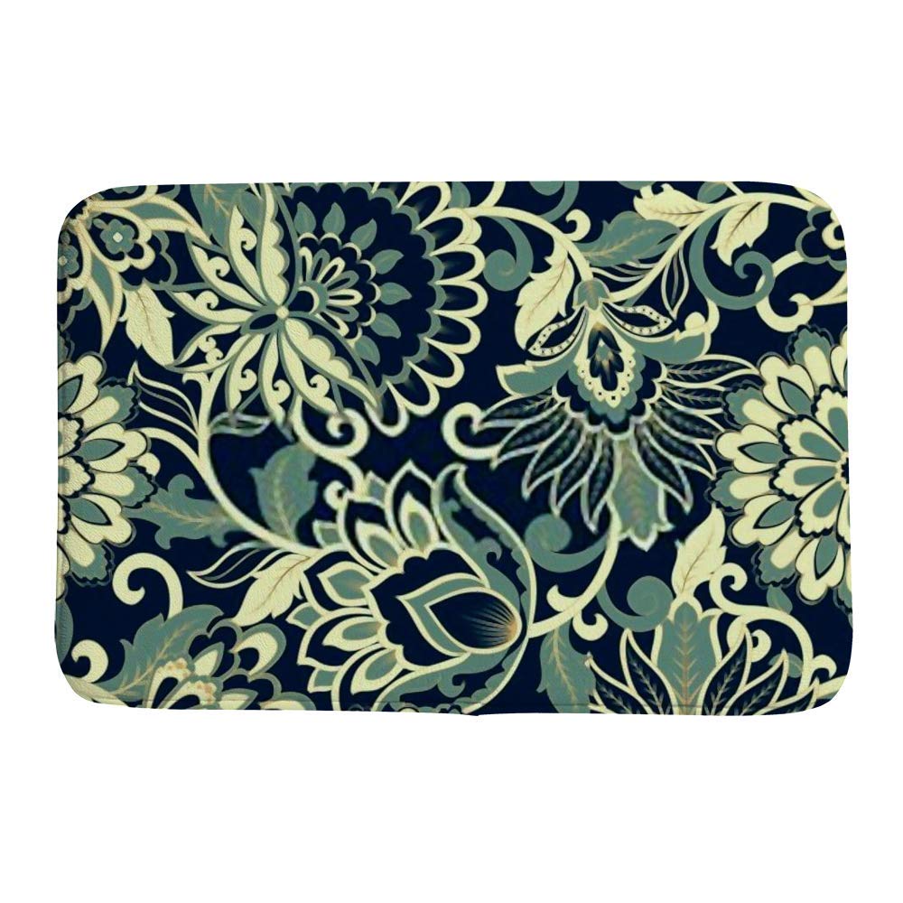 Tapis de bain antidérapant absorbant anti-glisse lavable en velours corail motif feuilles