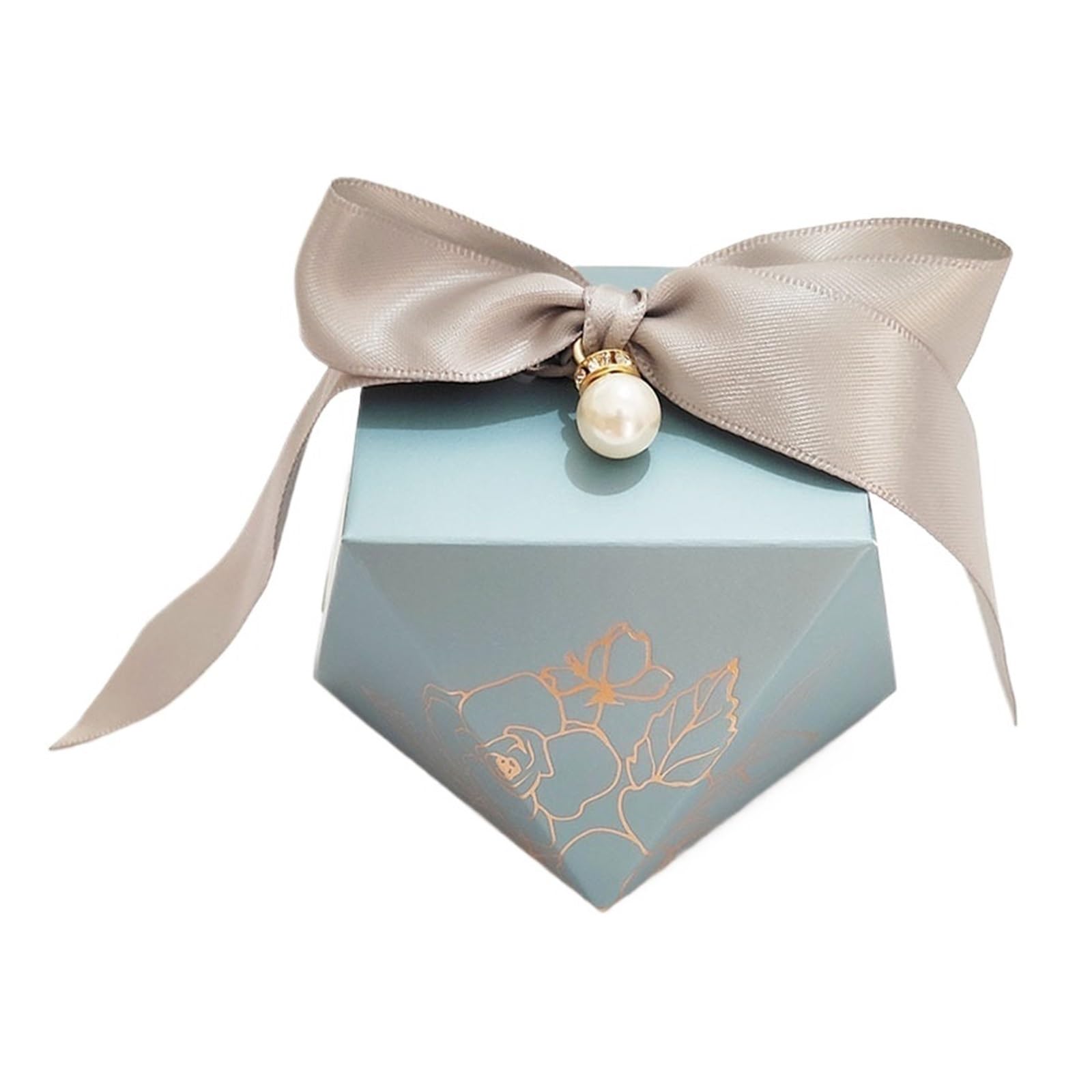 Cajitas Regalo Pequeñas 50 cajas de papel for dulces con forma diamante, cinta, perlas, pasteles, galletas, joyas, fiestas, bodas y aniversarios(Blue1)