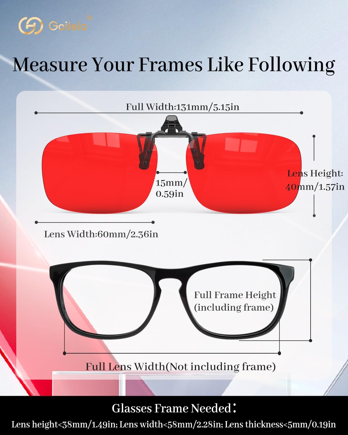Goiteia Red Clip on Blue Light Blocking Glasses for Sleep-Block Blue & Green Light-Fast and Sound Sleep/Relieve Eye Strain - Image 8