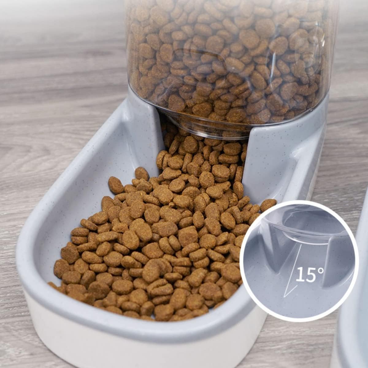 Automatic Cat Feeder Gravity Dog Feeder 1 Gallon Pet Feeder, Self-Dispensing Pet Feeder Bowl for Small and Medium Sized Pets Large Capacity (Grey)