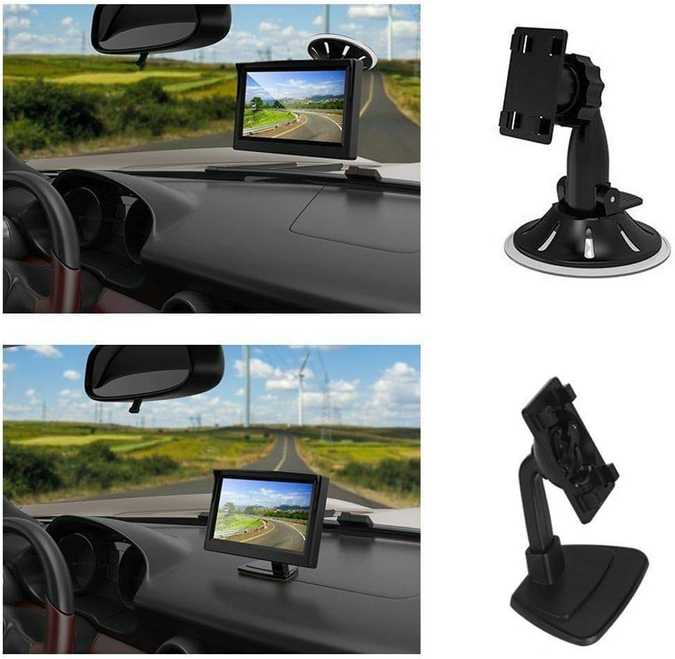 4Pin Auto-Rückfahrkamera Parkassistenzsystem, 12V-24V 5 'TFT LCD HD Farb-Rückfahrmonitor + 8 LEDs...