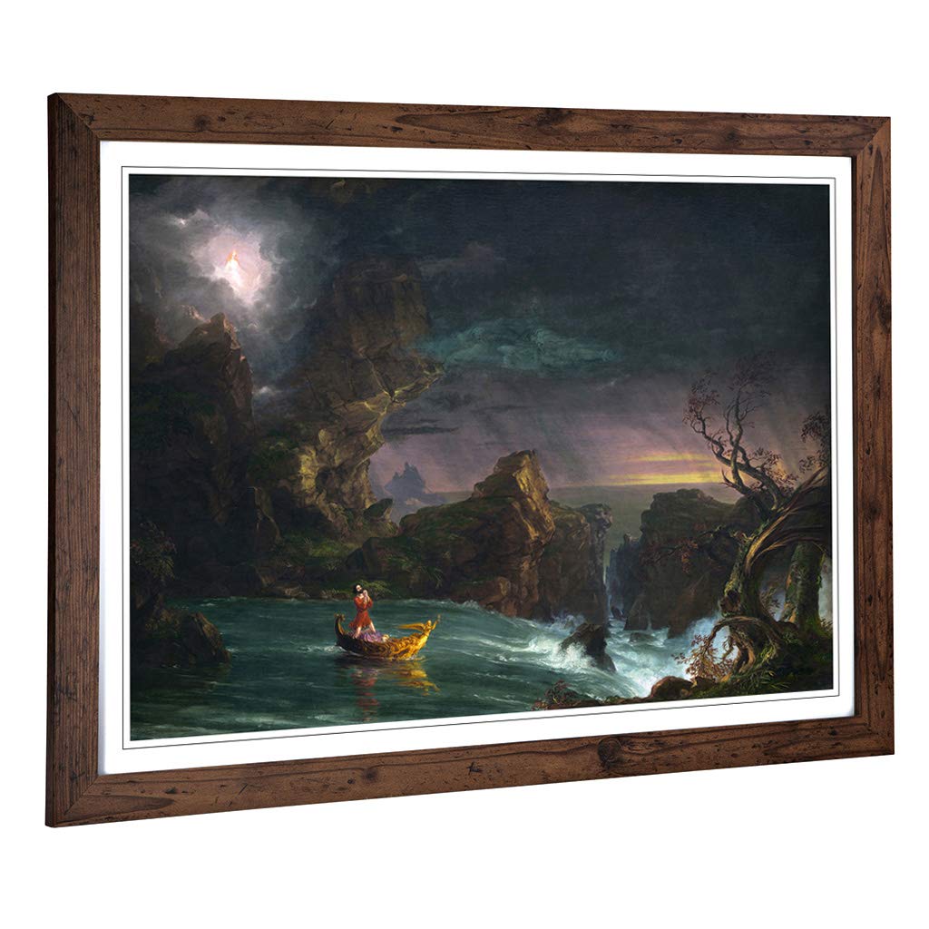Big Box Art Framed Print of Thomas Cole The Voyage of Life Design | Wall Art Picture | Home Decor for Kitchen, Living, Dining Room, Bedroom, Hallway, Office, Walnut, A2 / 24.5x18 Inch / 62x45cm