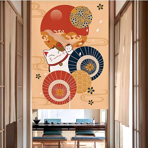 Miniatura 8 de Cortina japonesa Noren para puerta, tapiz Koinobori y cortina de puerta ondulada Ukiyoe para decoración del hogar, 33 x 35 pulgadas