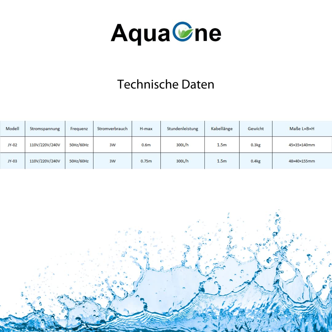 AquaOne Aquarium Skimmer JY 03 Oberflächenskimmer mit Pumpe I Oberflächenabsauger für Aquarien 300 L/h I Innenfilter Filter Aquariumfilter Nano Aquarium Zubehör