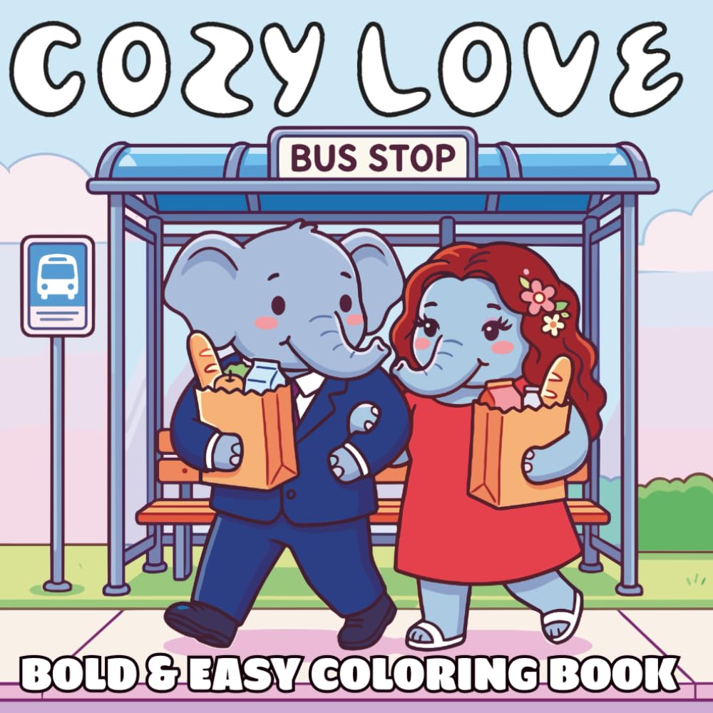 Cozy Love Bold and Easy Coloring Book:Cutie Animal Couples Designs for Adults and Teens