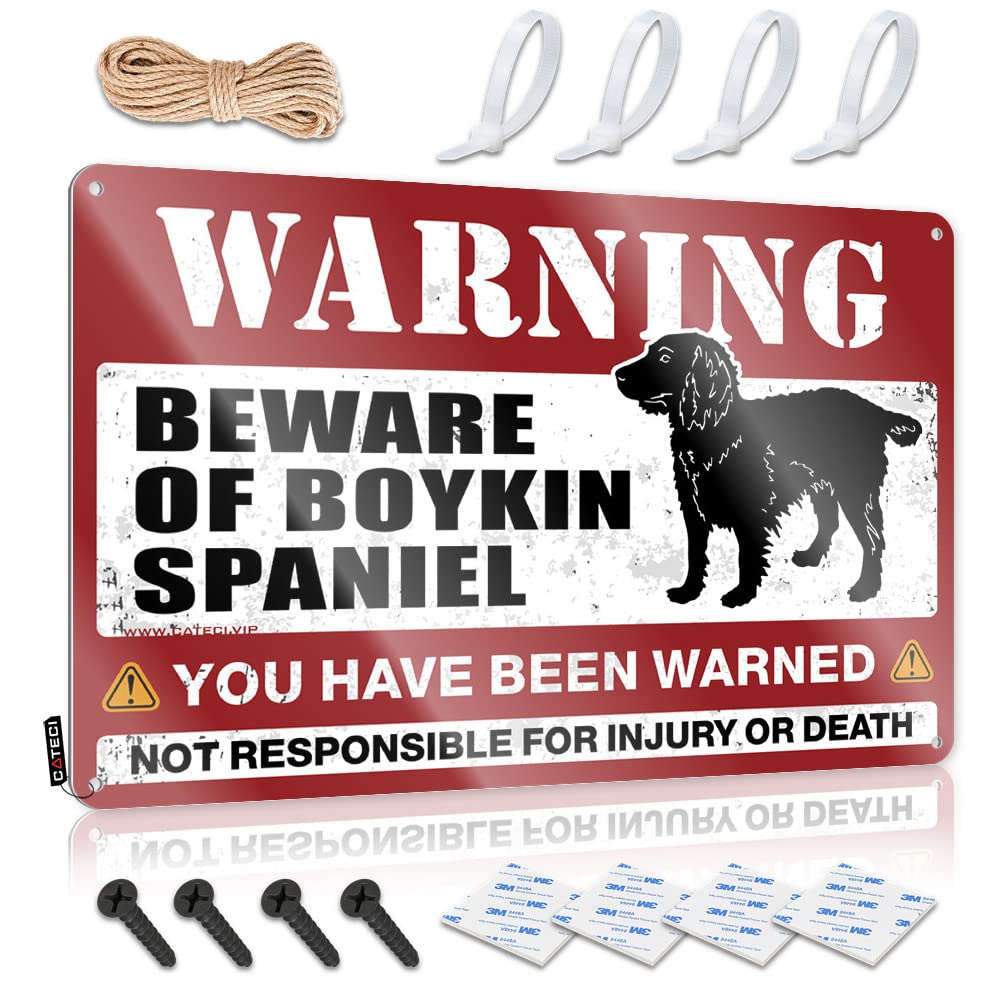 HELIOFORGE Tin Sign Funny Beware Of Boykin Spaniel Tin Sign Funny Street Signs Backyard Bar Sign(30X40CM)