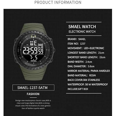 SMAEL Brand Men's Digital Watches Luxury Waterproof Modern Clock Male Date LED Chronograph Electronic Wristwatches 1237