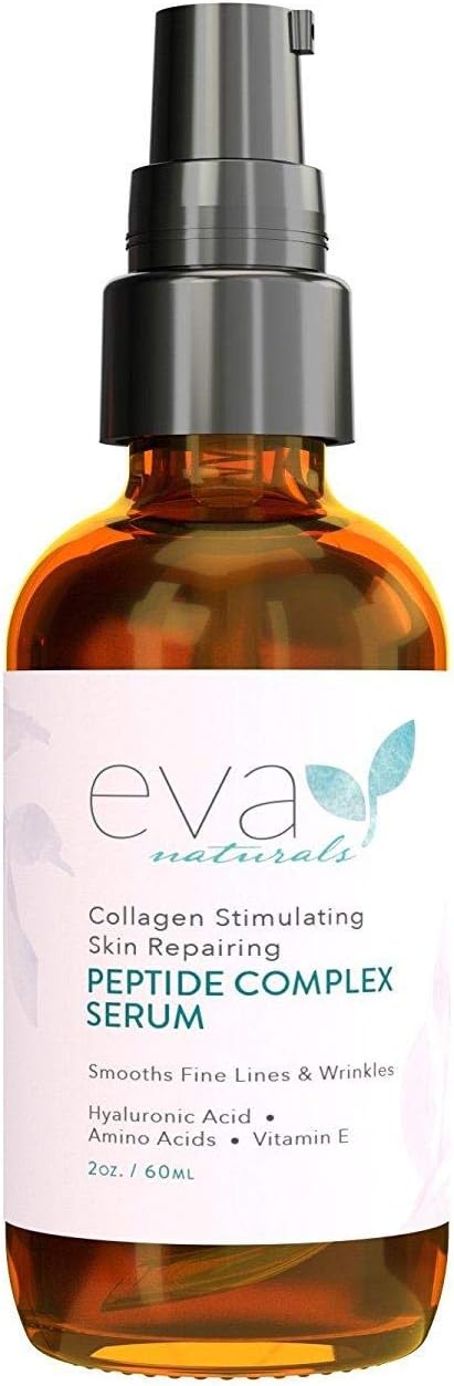 Peptide Complex Serum by Eva Naturals (2 oz) - Best Anti-Aging Face Serum Reduces Wrinkles and Boosts Collagen - Heals and Repairs Skin while Improvin