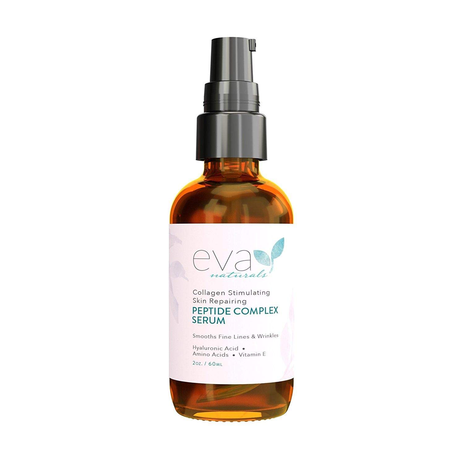 Peptide Complex Serum by Eva Naturals (2 oz) - Best Anti-Aging Face Serum Reduces Wrinkles and Boosts Collagen - Heals and Repairs Skin while Improvin