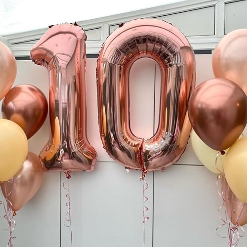 Vista 6 de Globos de oro rosa con el número 80, globos gigantes grandes de 40 pulgadas, globos de aluminio de Mylar de oro rosa con números 80 para fiesta