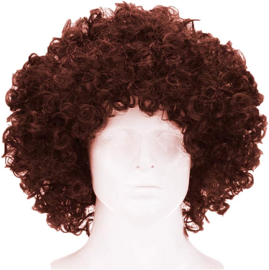 Mancloem Unisex Curly Brown Color Fancy Joker Clown Hair Wig Holi Halloween Festival Costume, Malinga Wig