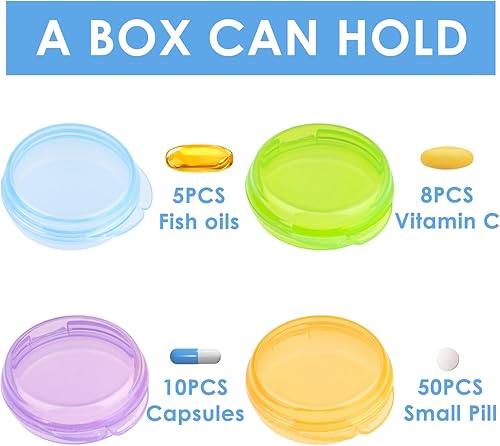 Miniatura 4 de Amabro Pequeña caja organizadora de pastillas, 7 pastilleros de viaje, portátil, contenedor de píldoras diario, mini estuche para píldoras para