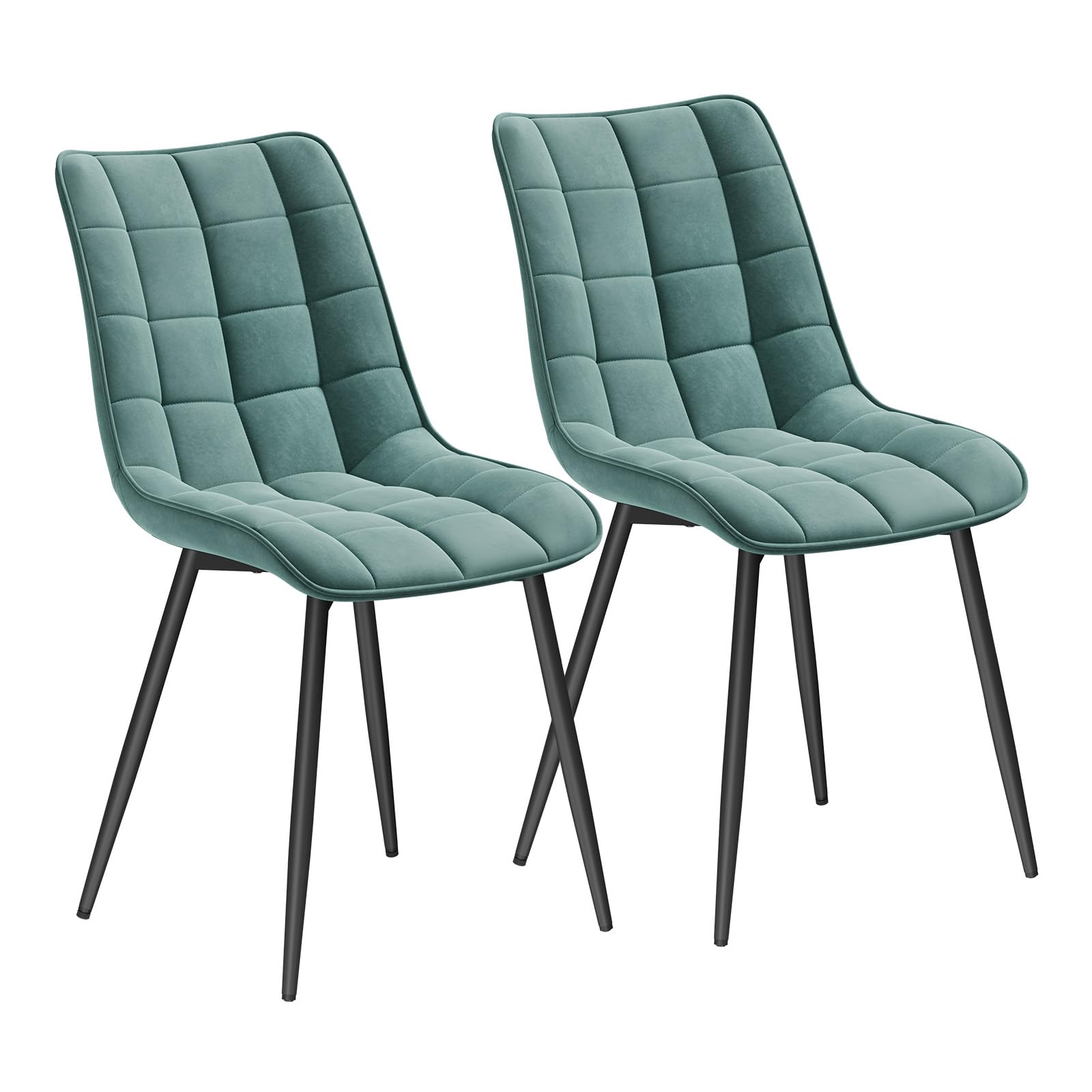 WOLTU Esszimmerstühle 2er Set, für Wohnzimmer Küche Esszimmer, Küchenstühle gepolstert mit Rückenlehne, Sitzfläche aus Samt, mit Metallbeinen, bis 150 kg belastbar,Türkis