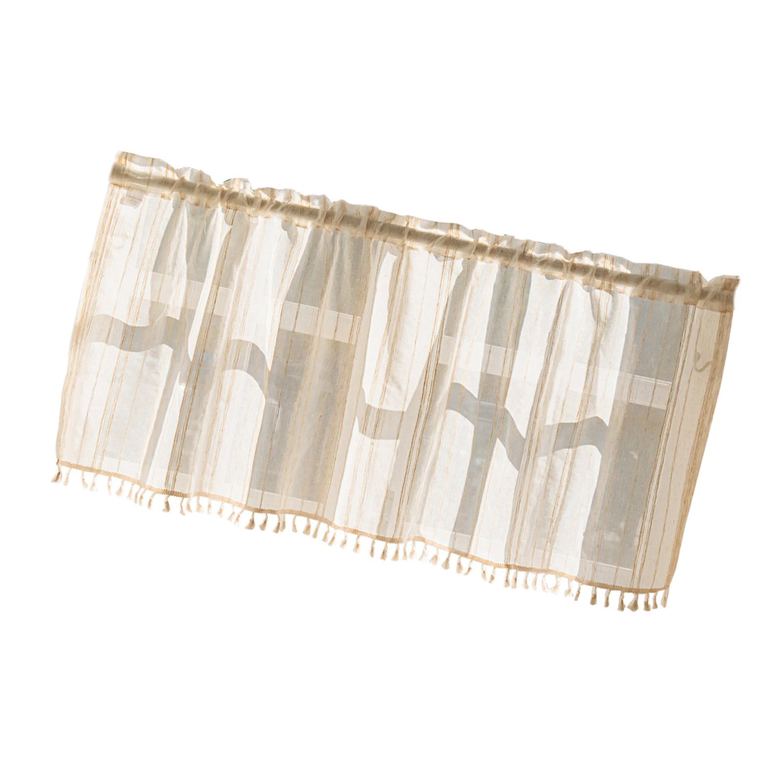 Tsophreniq Sheer Short Curtain Valance with Tassels Decoration for Bedroom or Living Room Small Window Semi Sheer Valance