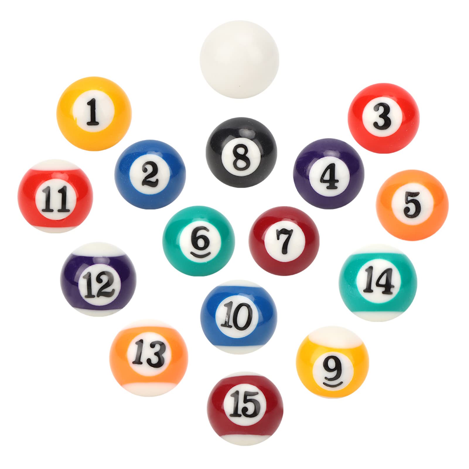 Palle da Biliardo in Resina Poliestere 16 Pezzi, Set Bilanciato di rotondità con Numeri per Sale Giochi, Bar, Giochi Sportivi e Ricreativi