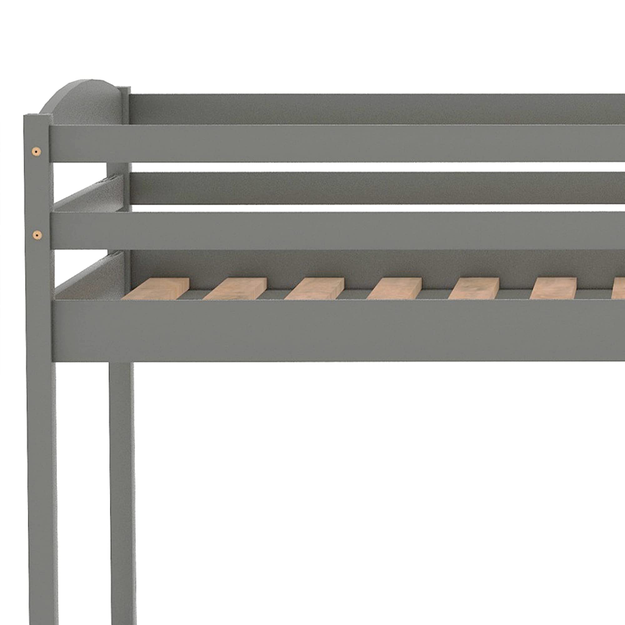 Cama Alta Individual con Escalera integrada y barandilla de Seguridad. Diseño Que Ahorra Espacio (Gris).