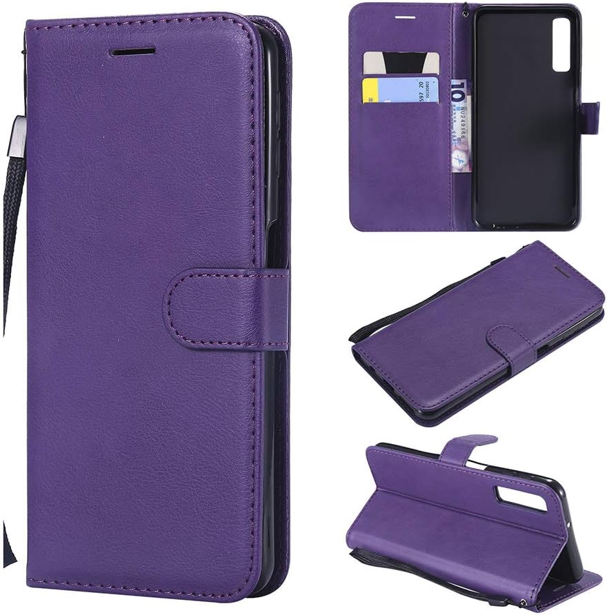 Samsung Galaxy A7 Case | Galaxy A7 2018 Case | UDIKEFO Premium PU Leather+Inter Upgrade TPU [Kickstand ] [Card Slot] Flip Cases for Samsung Galaxy A7 2018 A750 A750F SM-A750F 6.0 inch- Purple