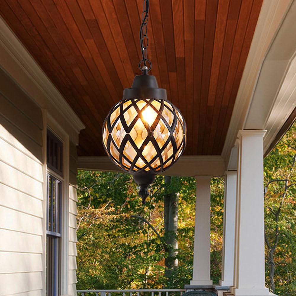 XANAYXWJ Luce Impermeabile Europea per Esterni, Lampada da soffitto per corridoio Balcone Americano, lampadario a Traliccio D'uva per Padiglione Ristorante in Giardino, Paralume in Metallo (Bronzo