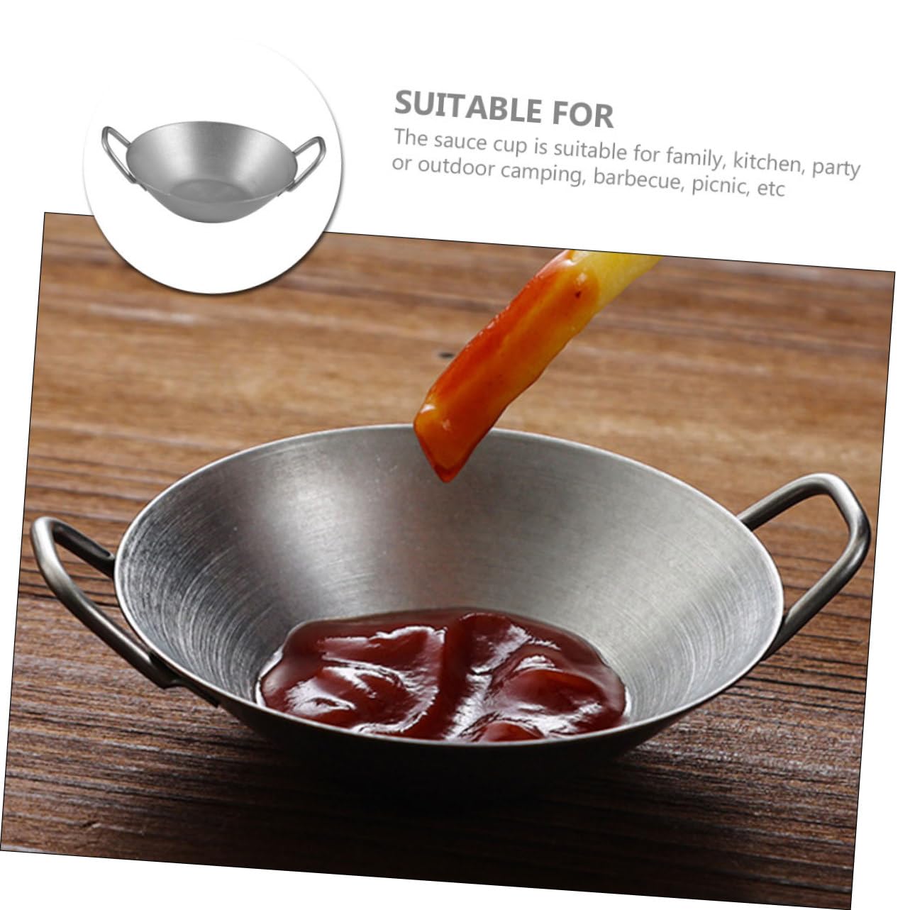 CONGARTENO Stainless Steel Seasoning Dish Dipping Bowls Sauce Dipping Plates Flavor Plates Dip Serving Dish Sauce Serving Dish Seasoning Sauce Plate Seasoning Bowl Restaurant Food Dish Silver