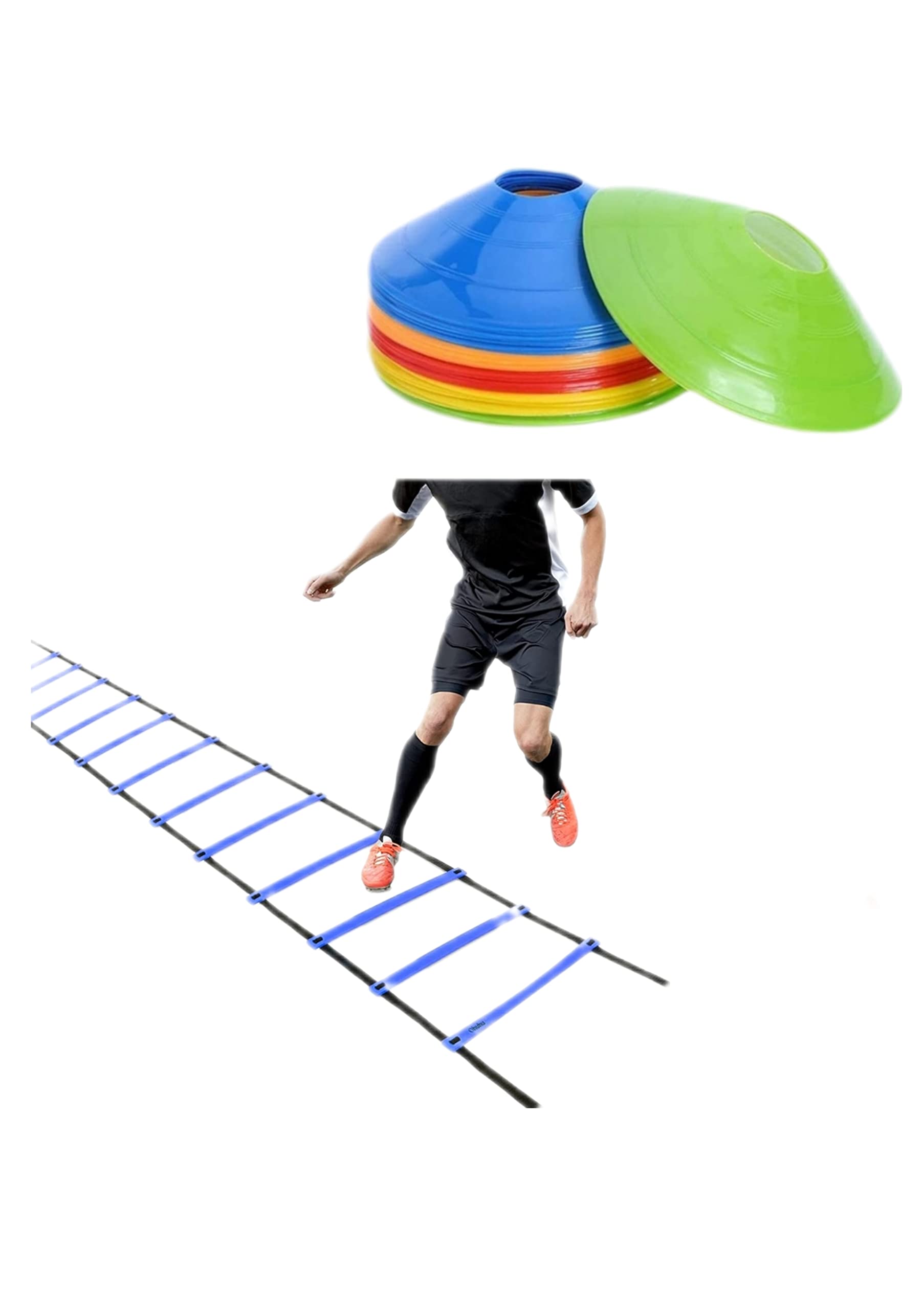 CABRIO Combo of 4Mtr Exercise Speed Ladders with 10 Adjustable Rungs and 10 Space Marker Soccer Agility Cones Soccer Football and Field Sports Training (B0BRNGDN3X) Amazon Price History, Amazon Price Tracker