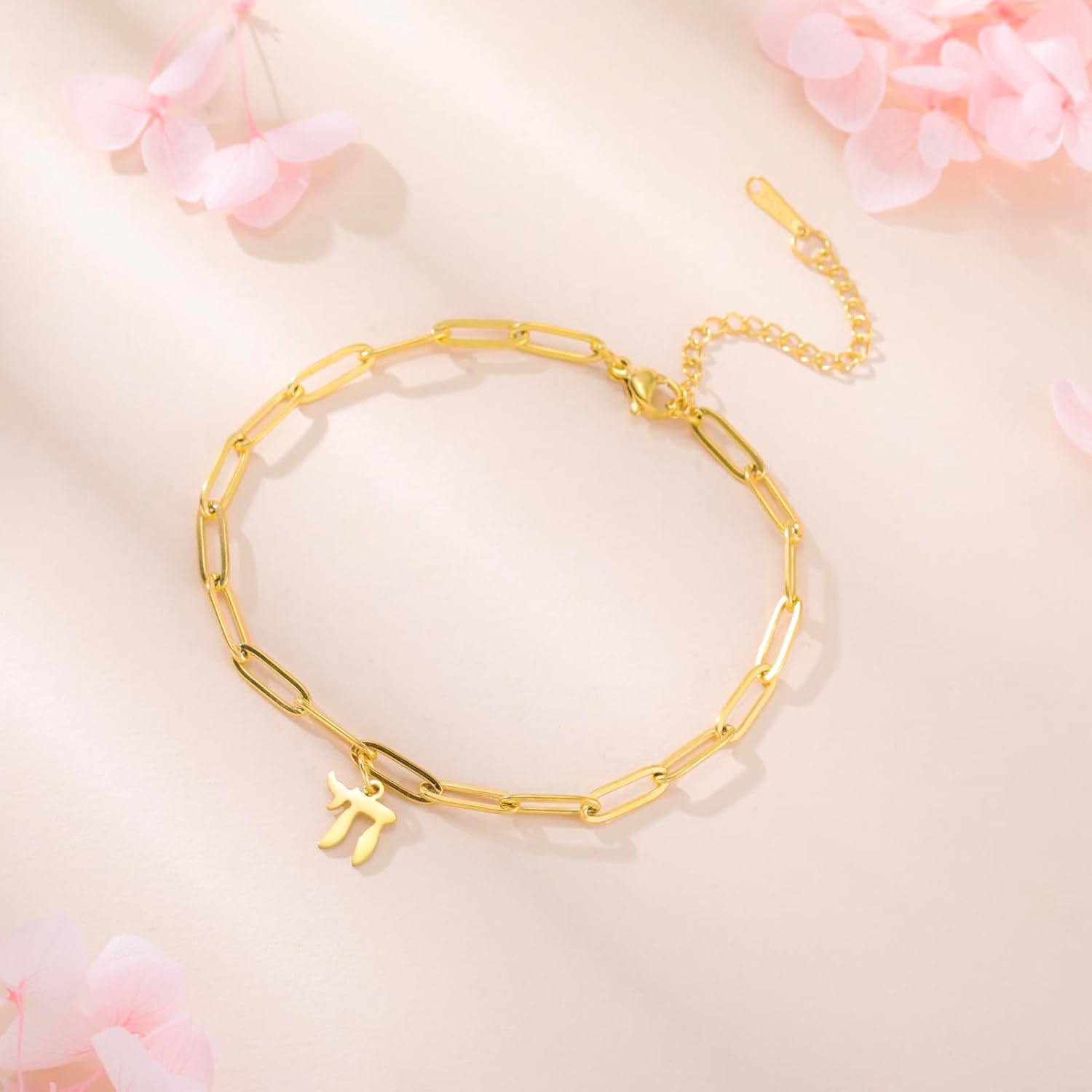 Amaxer Adjustable Chai Anklet Bracelet Hebrew Jewish Symbol of Life Stainless Steel Meaningful Religious Jewelry for Judaism - Image 3