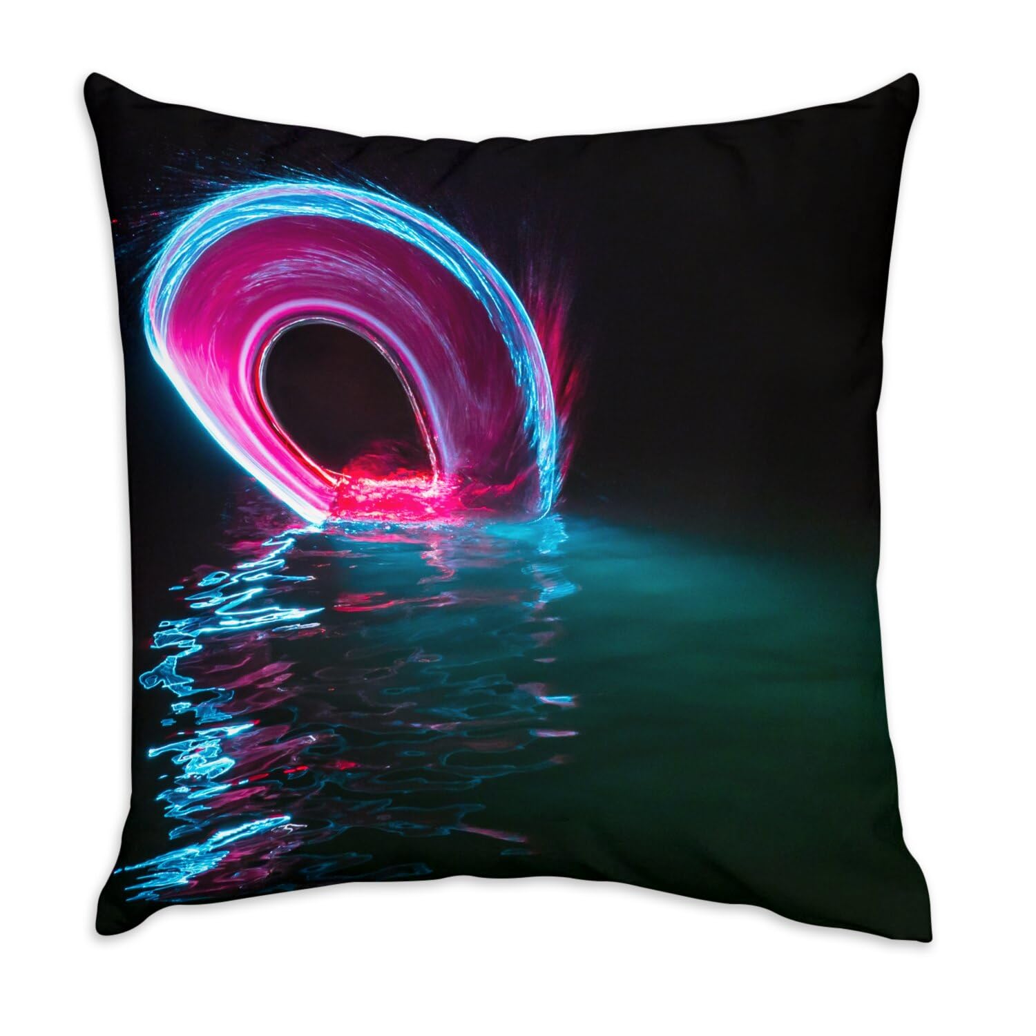 Coussin en velours blanc haut de gamme aux courbes abstraites lumineuses 40x40cm
